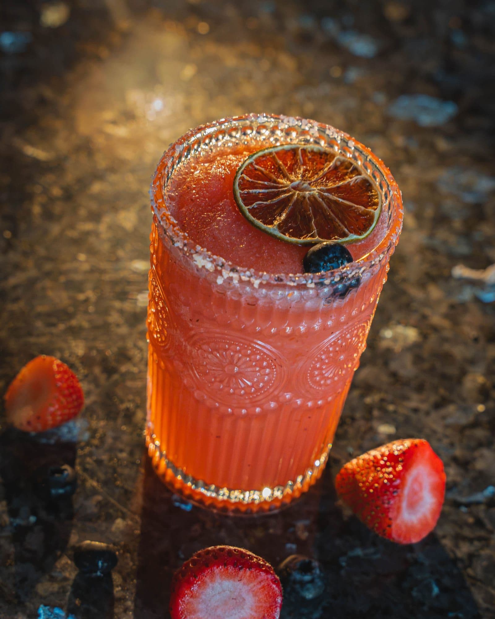 A frozen strawberry margarita